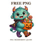 Cute Monster Trick Or Treat Free PNG – Cute Halloween Monster Clipart