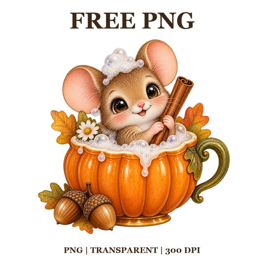 Cute Mouse Pumpkin Mug Free PNG – Cozy Autumn Mouse Clipart-8SVG
