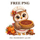 Cute Owl Pecan Pie Baker Free PNG – Thanksgiving Owl Clipart