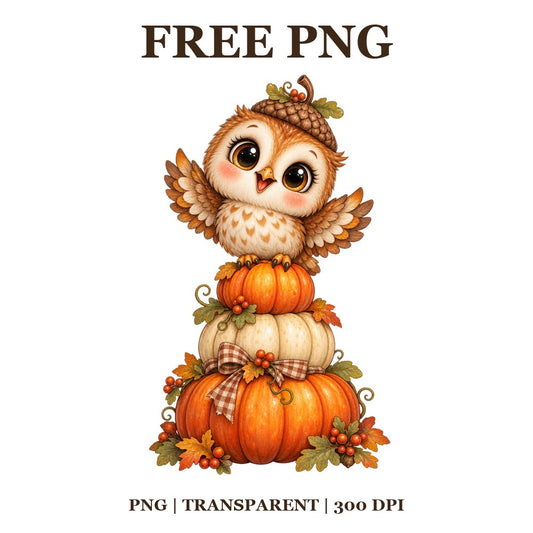 Cute Owl Pumpkin Stack Free PNG – Autumn Owl Clipart Design-8SVG