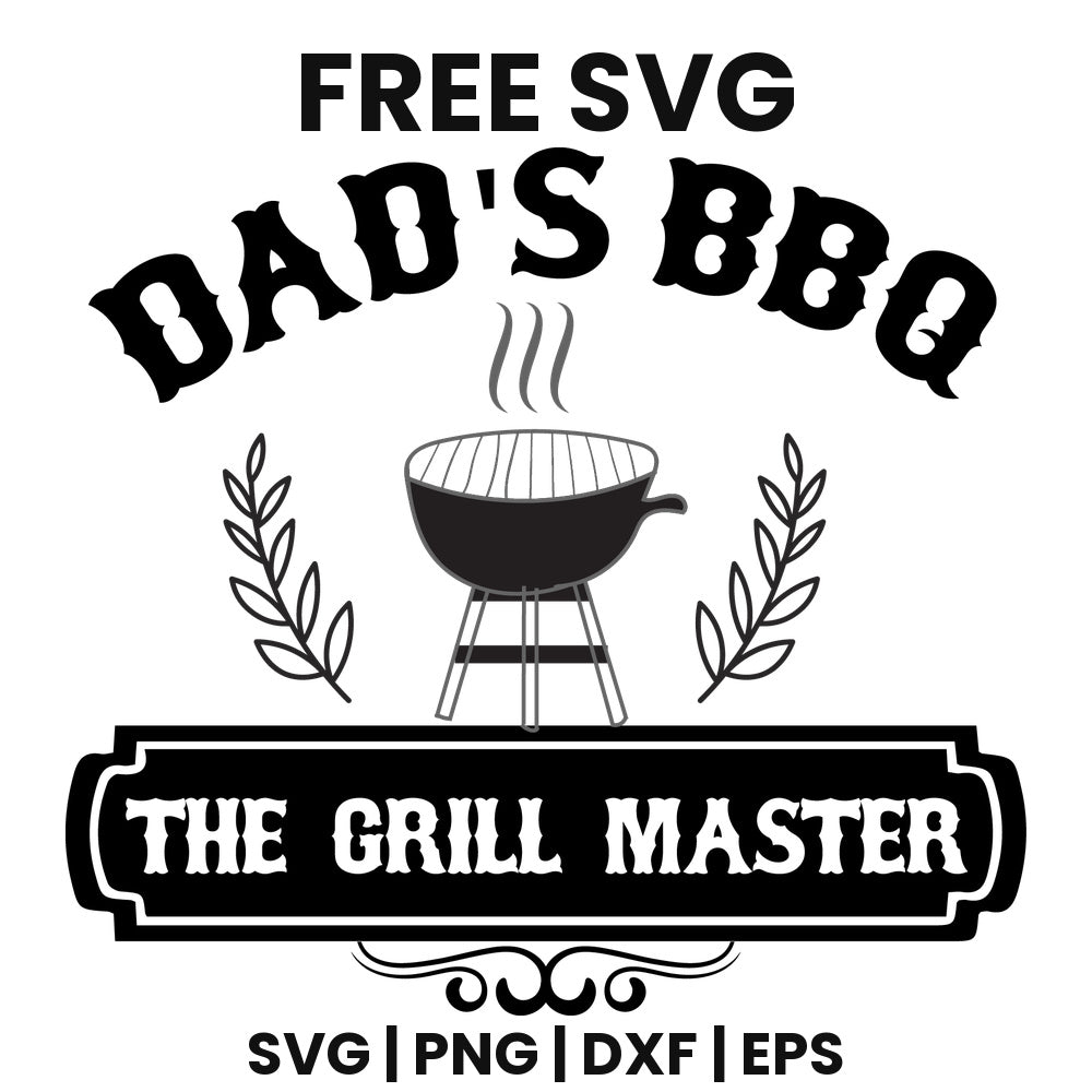 Dad's BBQ The Grill Master SVG Free – Ribbon Badge BBQ Design-8SVG