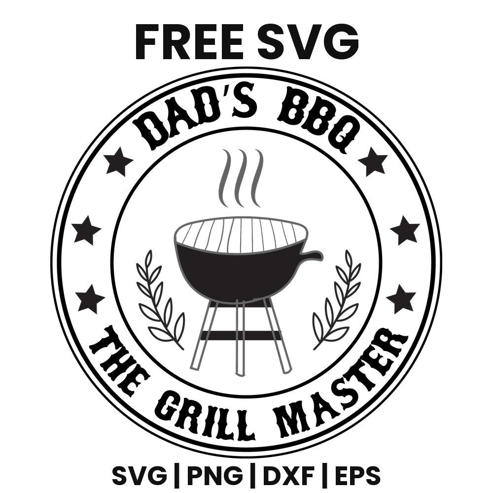 Dad's BBQ The Grill Master SVG Free – Circle Badge BBQ Design-8SVG