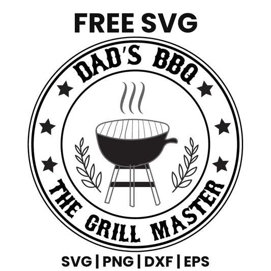 Dad's BBQ The Grill Master SVG Free – Circle Badge BBQ Design-8SVG