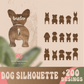 Dog butt silhouette SVG bundle with 200+ designs, brown breed silhouettes and a wooden leash holder engraved Baxter