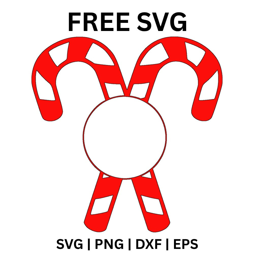 Double Candy Cane Monogram SVG Free – Crossed Canes Initial Frame-8SVG