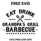 Eat Drink Grandpa's Grill Barbecue SVG Free – Ribbon Badge BBQ Design-8SVG