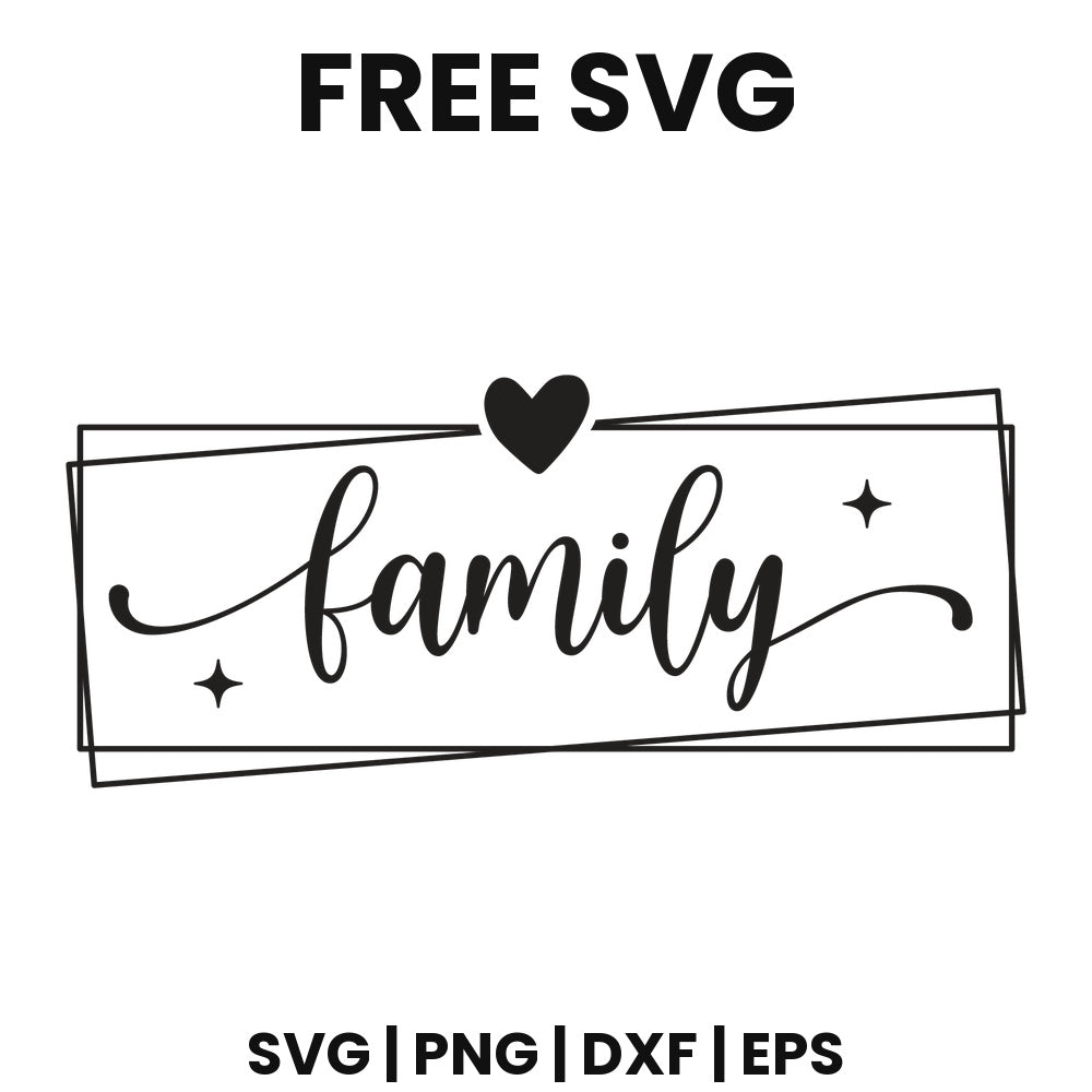 Family SVG family sign design in a rectangle frame