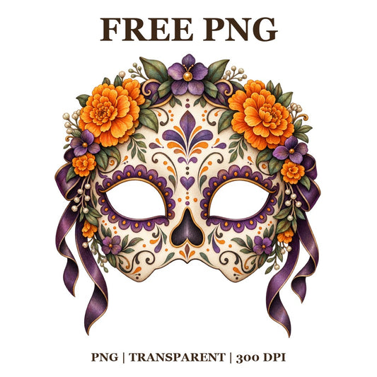 Floral Sugar Skull Mask Free PNG – Floral Sugar Skull Clipart-8SVG