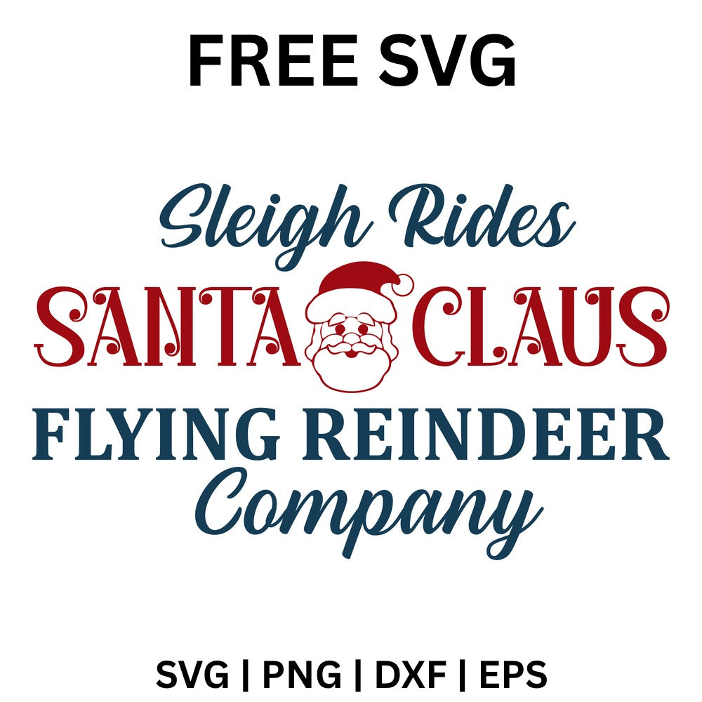 Flying Reindeer Company SVG Free – Santa Claus Sleigh Rides Sign-8SVG
