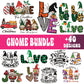 Gnome SVG bundle collage with Christmas gnomes, green plaid LOVE letters, Oh My Gnomes and Less People More Gnomes designs