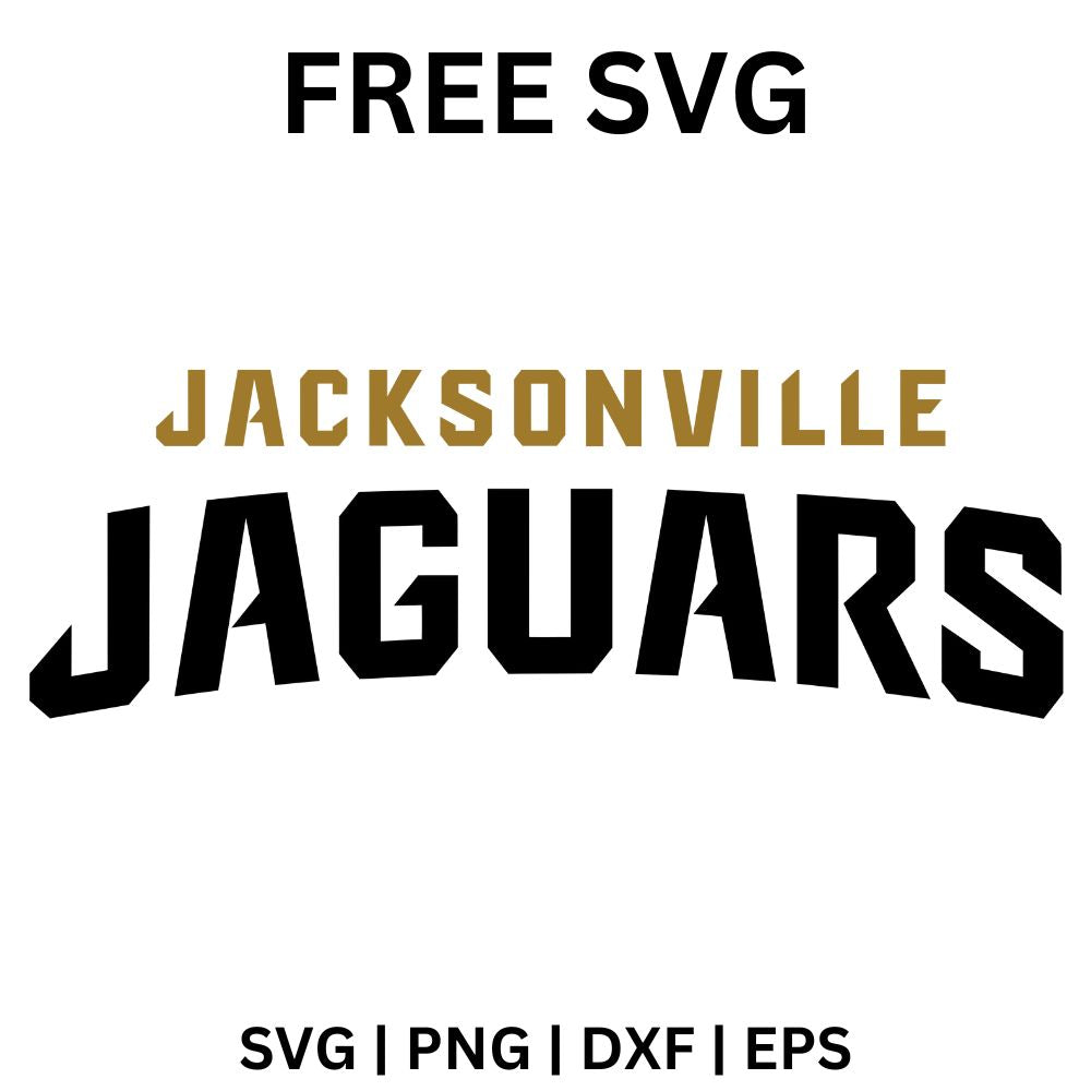Gold block city name lettering above a large bold black team wordmark, free two-line football team wordmark SVG cut file preview.