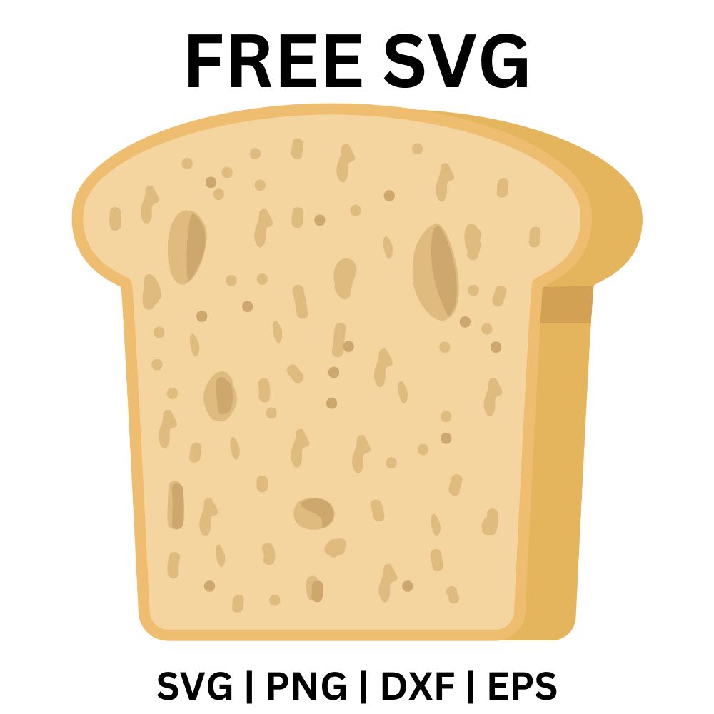 Single slice of bread with a golden brown crust and soft speckled tan crumb, free bread slice SVG cut file preview.