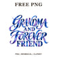 Grandma and Forever Friend script lettering in blue and purple watercolor, free grandma PNG