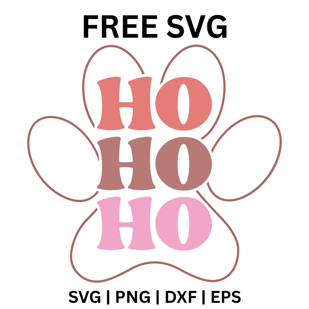 Ho Ho Ho Paw SVG Free – Dog Paw Print Christmas Design-8SVG
