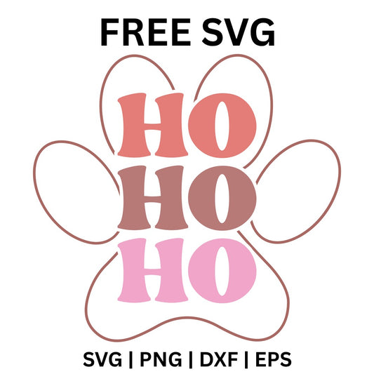 Ho Ho Ho Paw SVG Free – Dog Paw Print Christmas Design-8SVG