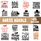 Horse SVG bundle preview with 45 horse quote designs like Horse Girl, Hold Your Horses and Life Is Better With a Horse