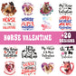 Horse Valentine SVG bundle preview with My Horse Is My Valentine quotes, XOXO horse portraits and heart-shaped horse designs