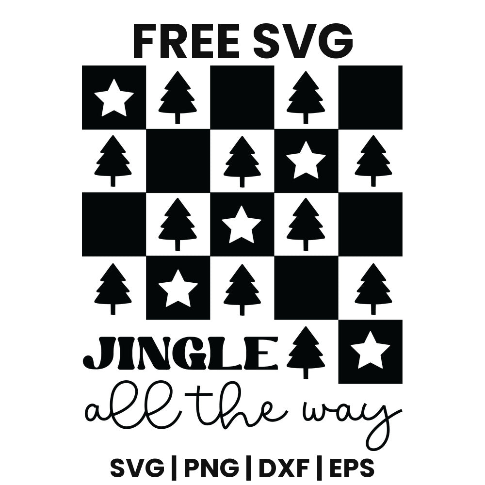 Jingle All The Way SVG Free – Black Checkerboard Pattern Design-8SVG
