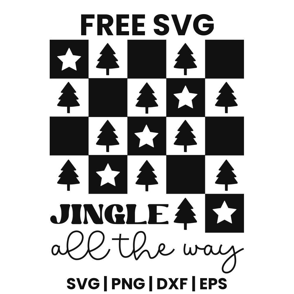 Jingle All The Way SVG Free – White Checkerboard Pattern Design-8SVG