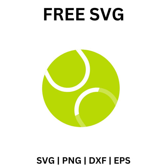 Simple lime green tennis ball with curved white seam lines, free tennis ball SVG cut file preview.