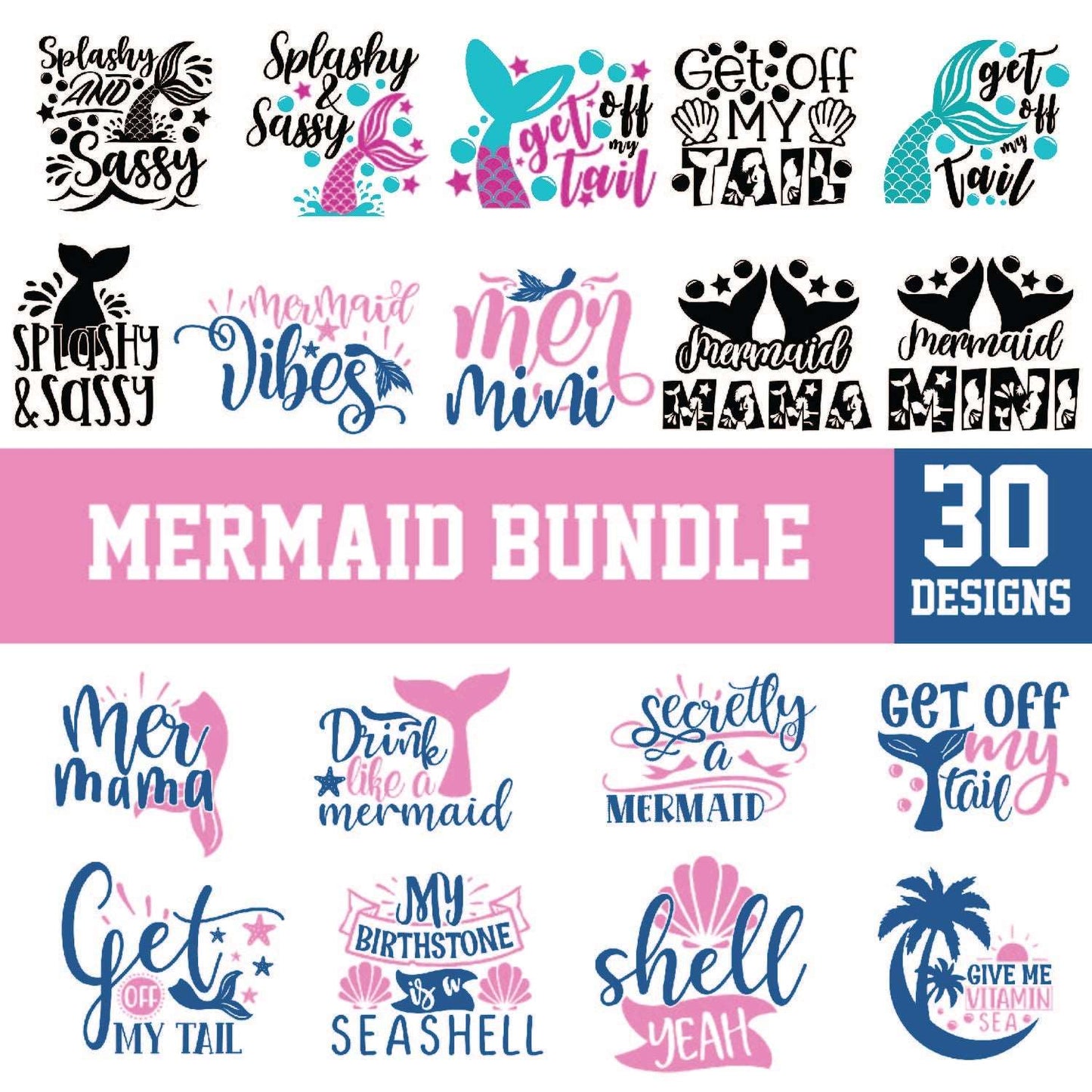30+ Mermaid Svg Bundle Cut Files For Cricut- 8SVG