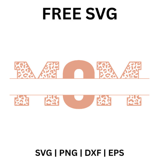 Coral Mom split monogram with leopard print, Mother's Day SVG design preview.