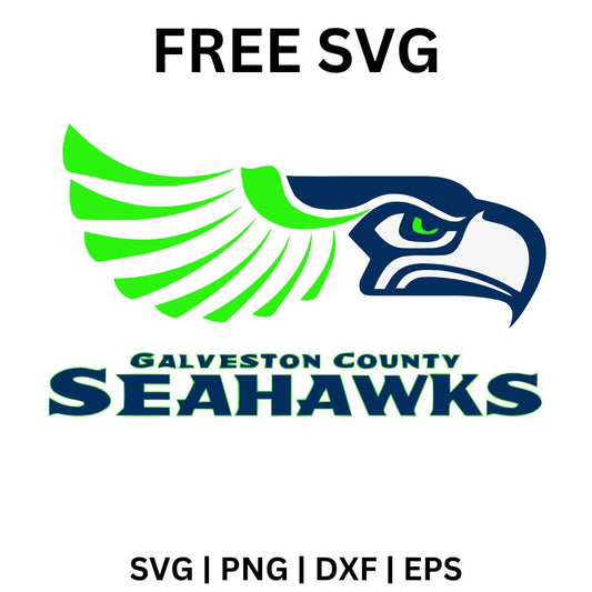 Navy hawk head in profile with a lime green eye and lime feather streaks above navy county team lettering, free football hawk SVG cut file preview.