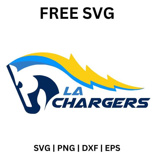 Navy horse head with a gold and powder blue lightning bolt mane beside blue italic city and team lettering, free horse and lightning bolt SVG cut file preview.