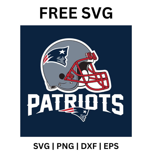 Navy square with a silver football helmet bearing a tricorn hat colonial minuteman head emblem above white and red team lettering, free football helmet SVG cut file preview.