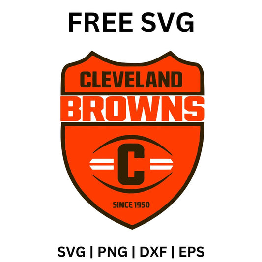 Orange and brown shield with city and team lettering on top, a football with a letter C in the center and a small Since banner at the bottom, free football team shield SVG cut file preview.