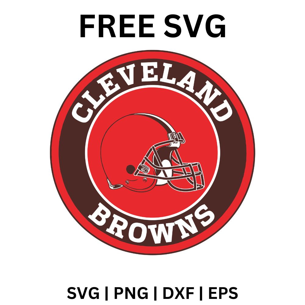 Orange football helmet with a brown stripe in a red circle ringed in brown, with arched white city and team lettering, free football helmet circle badge SVG cut file preview.