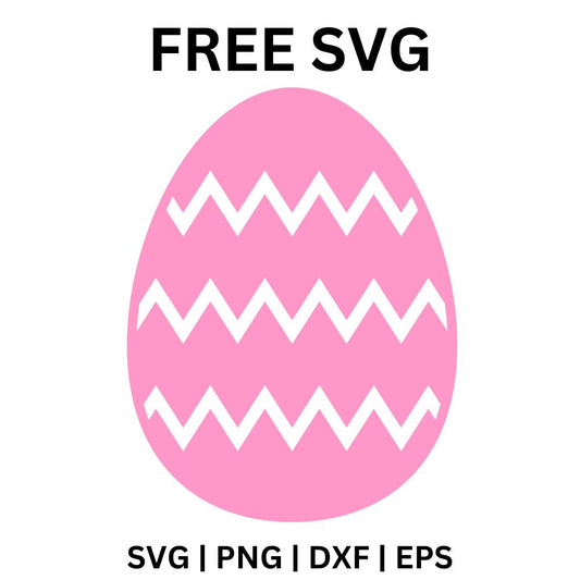 Pink Easter egg with three white zigzag bands across its body, free zigzag Easter egg SVG cut file preview.