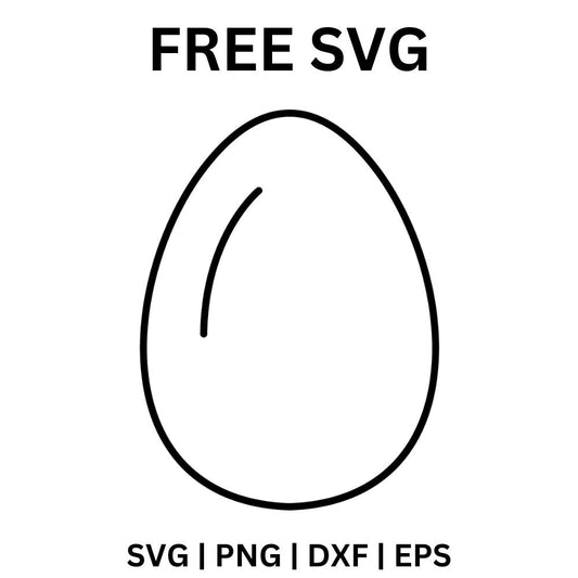 Simple black outline of an egg with a single curved shine line inside, free Easter egg outline SVG cut file preview.