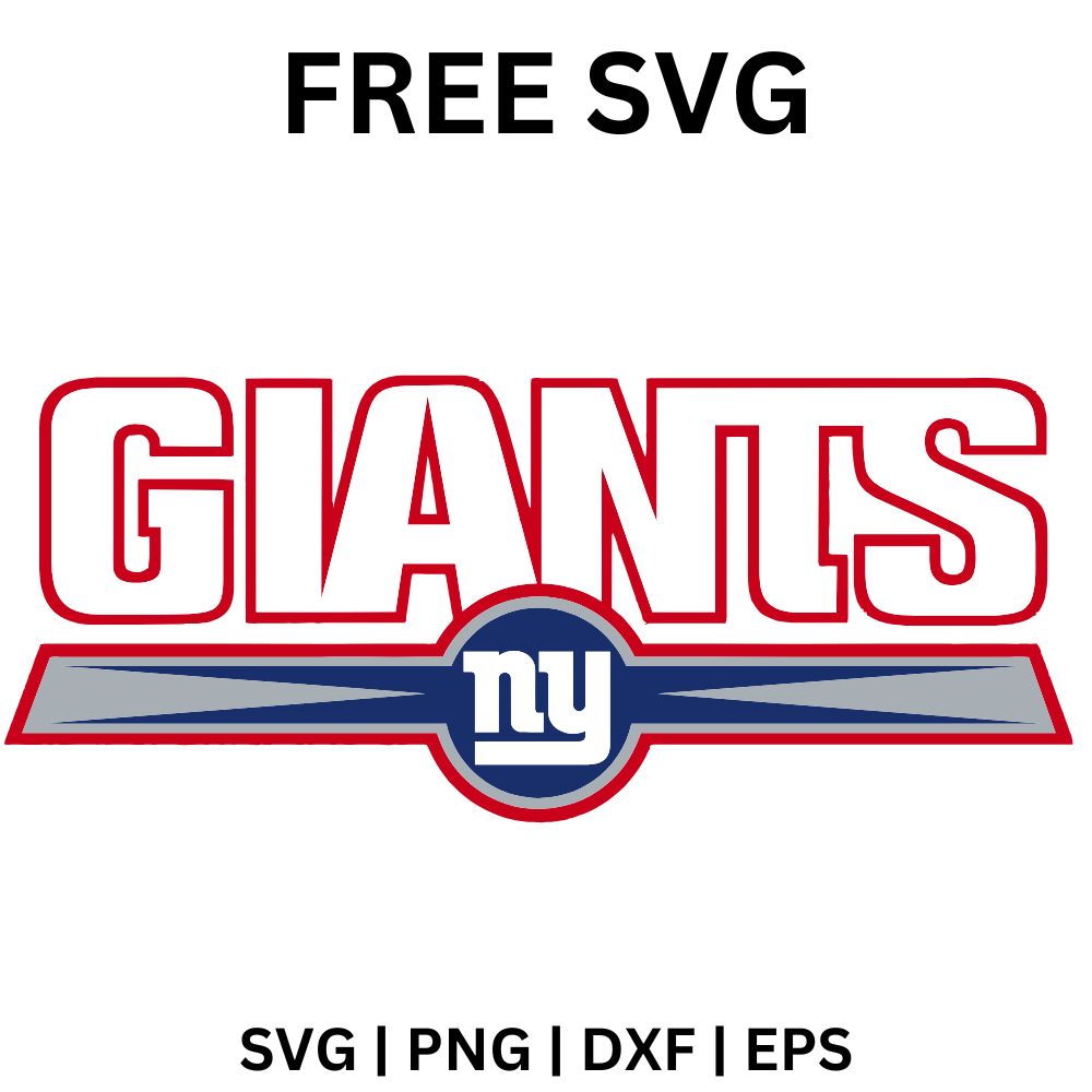 Red and white outlined block team wordmark with speed lines and a blue lowercase monogram badge below, free football wordmark SVG cut file preview.