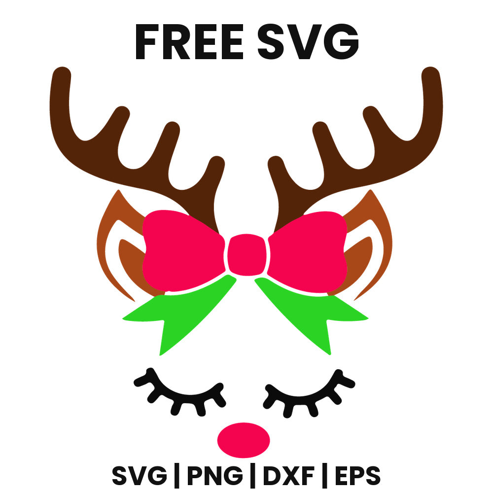 Reindeer Face Bow And Holly SVG Free – Bow And Holly Design-8SVG