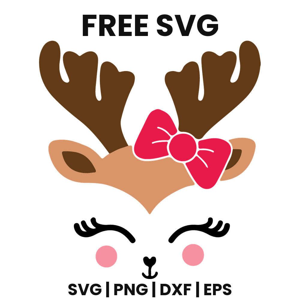 Reindeer Face Double Bow SVG Free – Double Bow Design-8SVG