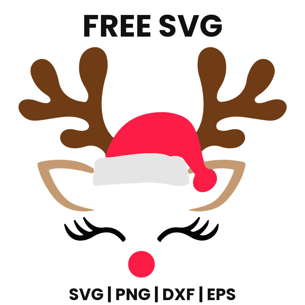 Reindeer Face Santa Hat SVG Free – Santa Hat Design-8SVG