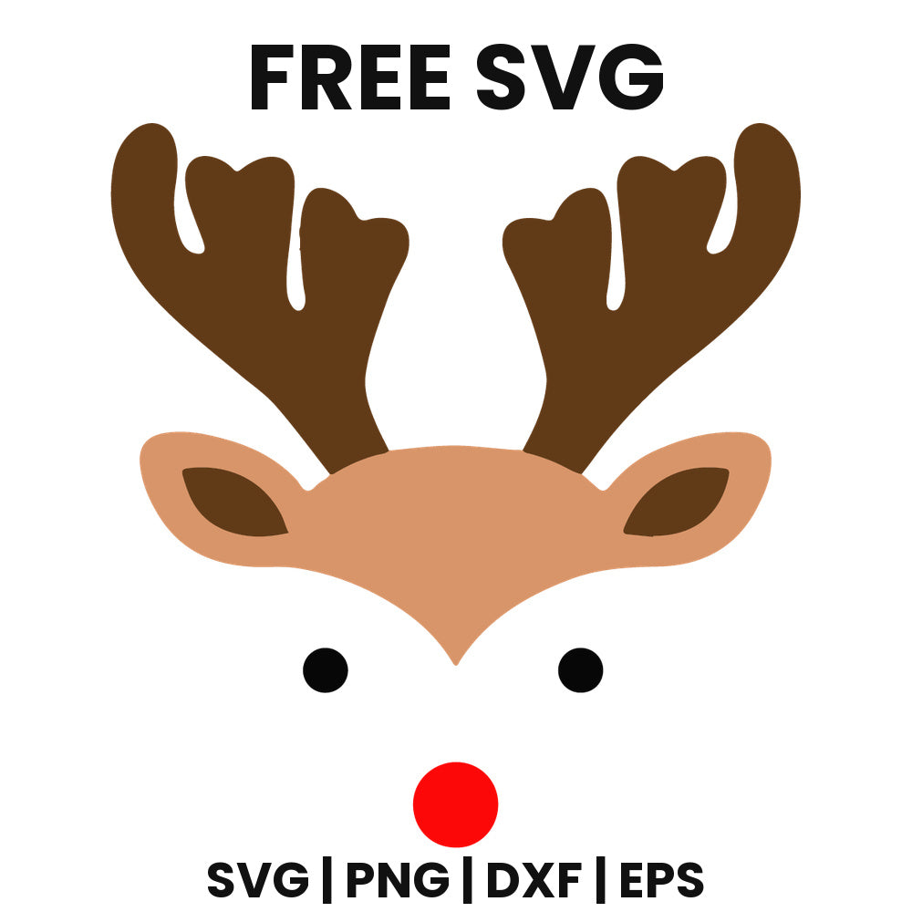 Reindeer Face Simple SVG Free – Classic Silhouette Design-8SVG