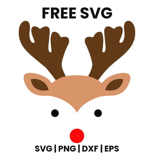 Reindeer Face Simple SVG Free – Classic Silhouette Design-8SVG