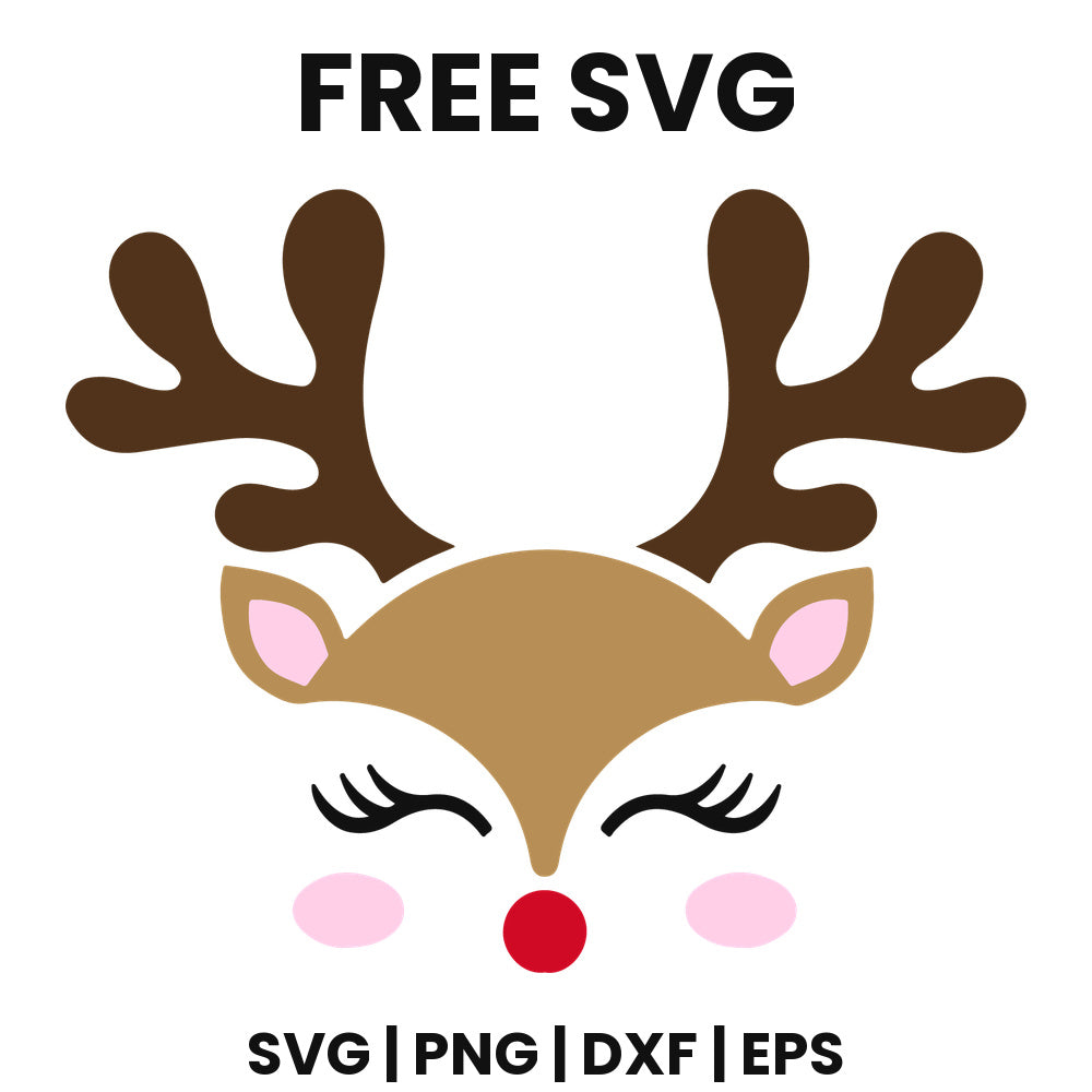 Reindeer Face SVG Free – Lashes Design-8SVG