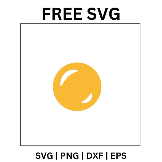 Round glossy golden orange egg yolk with a soft white shine highlight, free sunny side egg yolk SVG cut file preview.