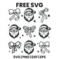 Santa Face And Bow Pattern With Stars SVG Free – Black Santa Pattern Design-8SVG