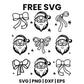 Santa Face And Bow Pattern With Stars SVG Free – White Santa Pattern Design-8SVG