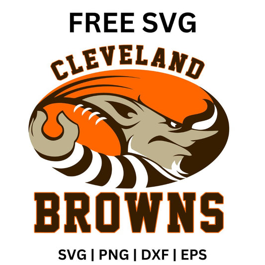 Snarling tan bulldog bursting from an orange and brown football oval between arched city name and bold team name lettering, free bulldog football mascot SVG cut file preview.