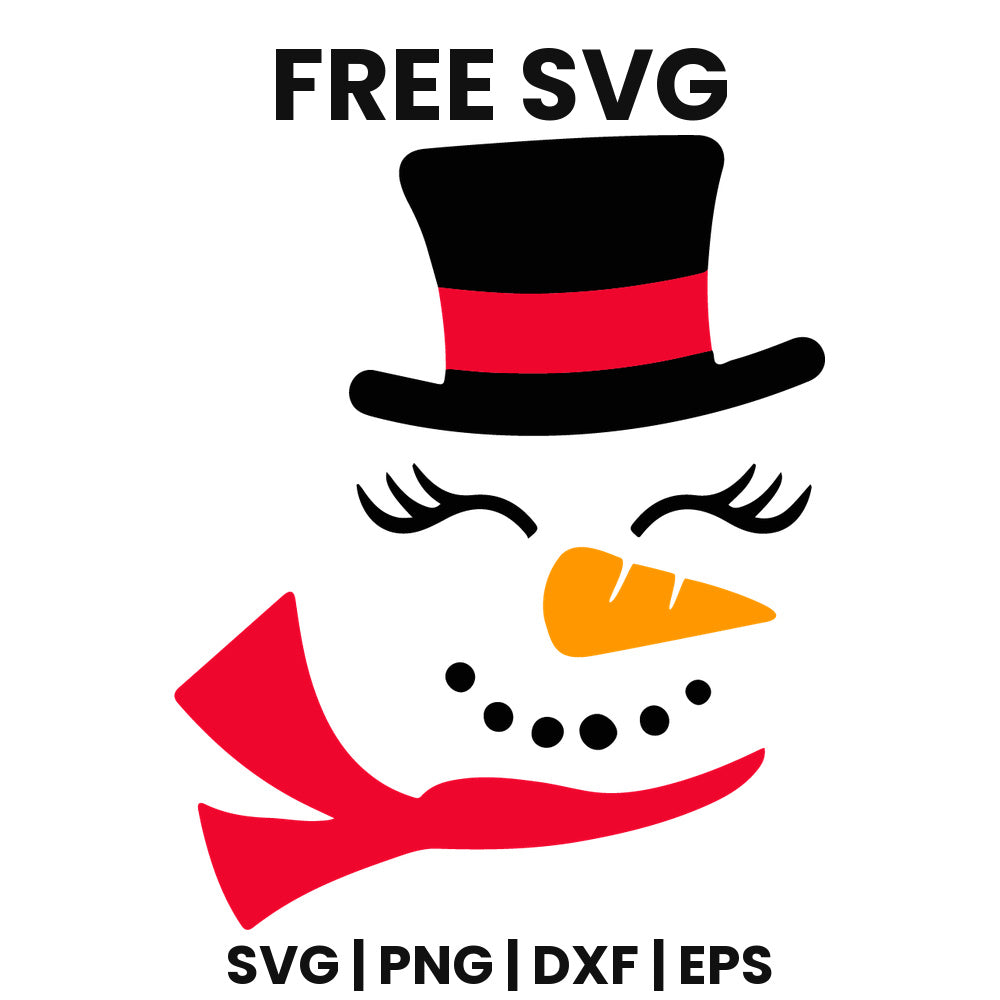 Snowman Face SVG Free – Top Hat Design-8SVG