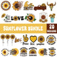 20 Sunflower Svg Bundle Cut Files For Cricut- 8SVG