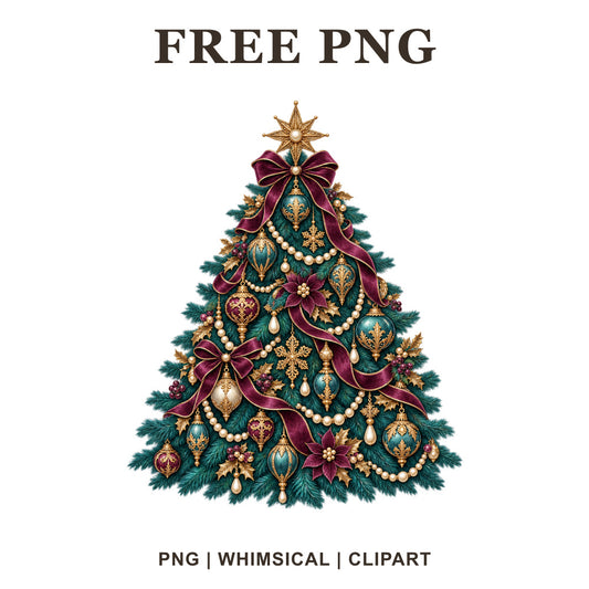 Christmas tree with teal peacock details, Christmas tree PNG clipart.