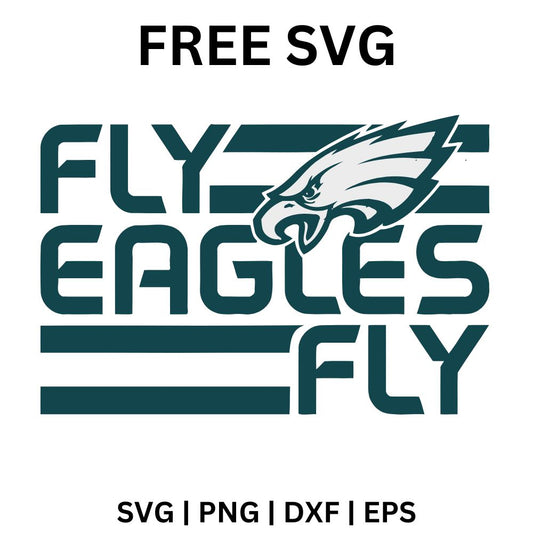Dark teal stacked football chant lettering with speed stripes and a white eagle head beside the top word, free football chant SVG cut file preview.