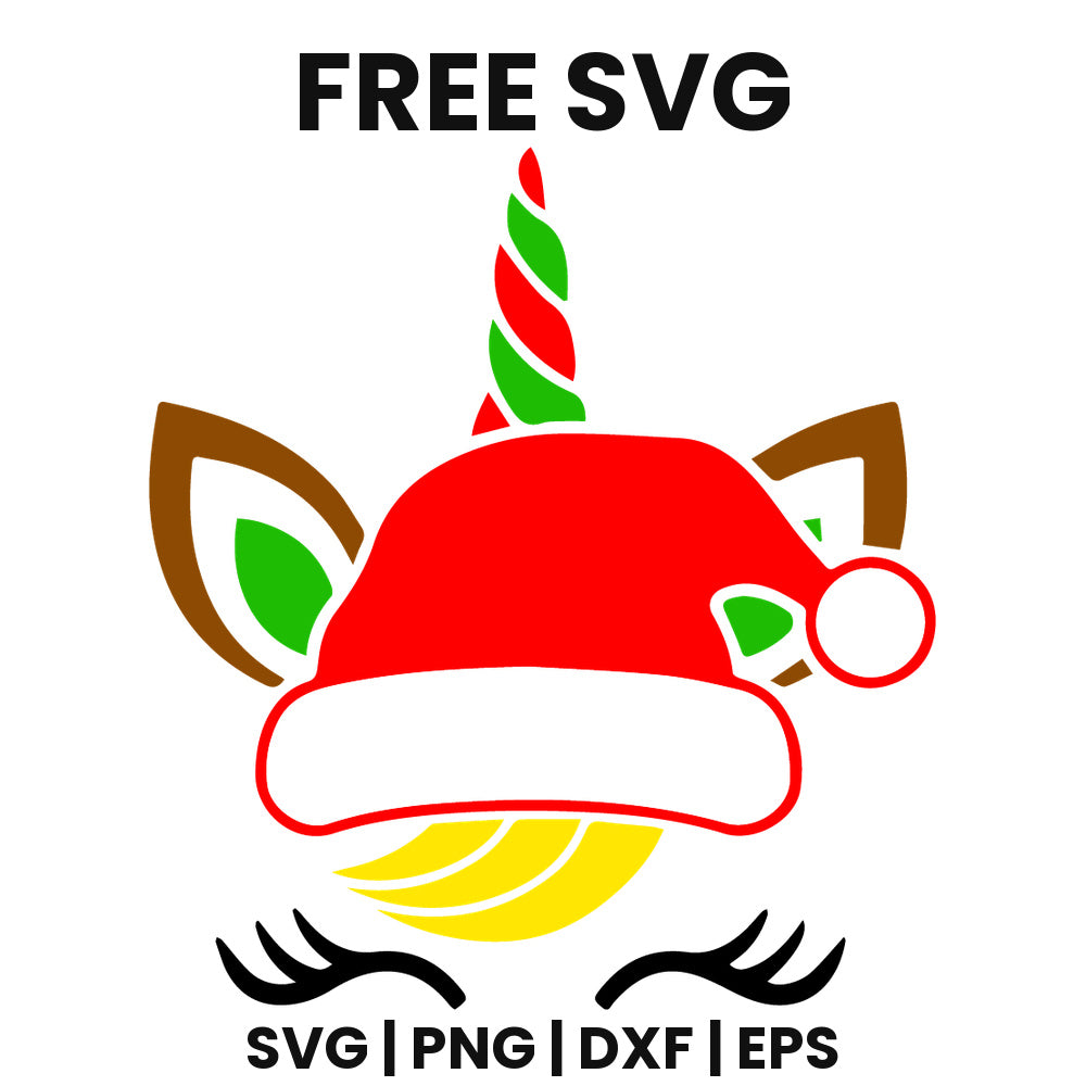 Unicorn Face Santa Hat SVG Free – Santa Hat Design-8SVG