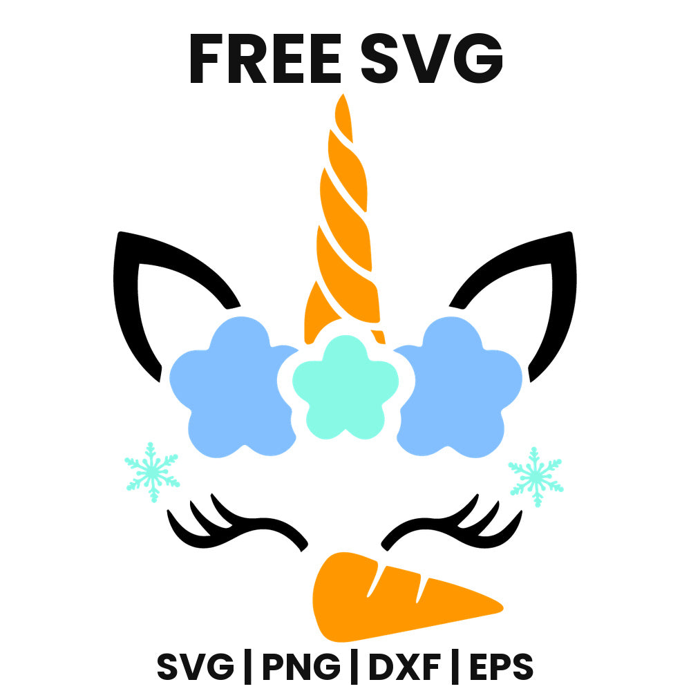 Unicorn Face Snowflake SVG Free – Snowflake Design-8SVG